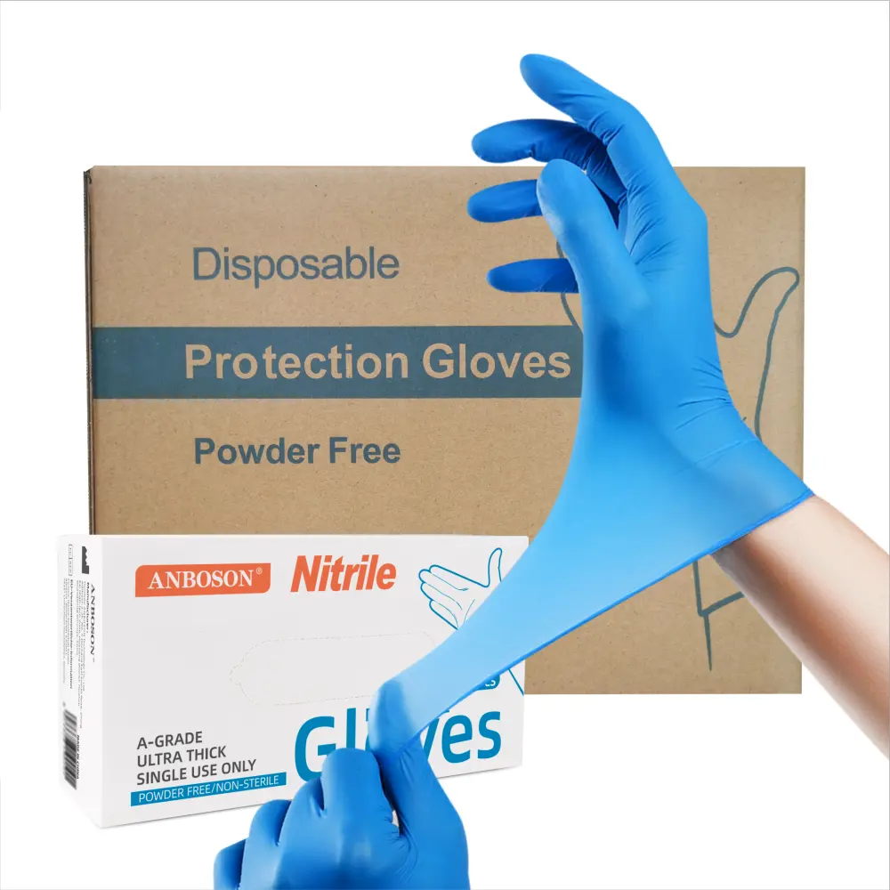 100 Box 6Mil Medical Wholesale Manufacturers Coated Cheap Prices Blue Disposable Black Nitrile Gloves Powder Free