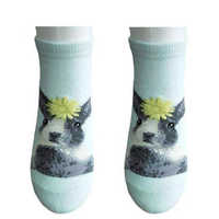 Chaussettes courtes en coton anti-bactérien imprimées en 3D avec un lapin amusant et mignon en tricot, pour un usage quotidien, pour femmes