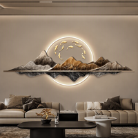 Peinture murale LED de style chinois, éclairage paysager, tableau décoratif pour fond de canapé, décoration de salon et de maison