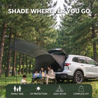 Tente de toit arrière pour grand SUV, imperméable, pare-soleil pour hayon, abri contre le vent avec poteaux, pour camping familial