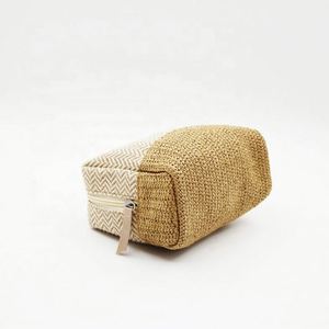 Personalized Straw Cosmetic Bag Custom Print Handwoven Makeup Pouch Organizer - Product Image 2