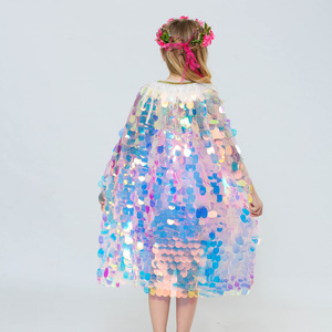 Capa de Princesa Sirena para Niñas con Lentejuelas Brillantes, Disfraz de Fantasía - Product Image 4