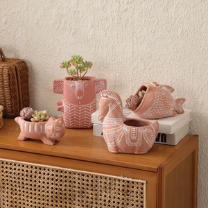 Pot bunga keramik kreatif bentuk ekor kucing lucu, pot tanaman sukulen kaktus kartun hewan kreatif P200 - Product Image 2