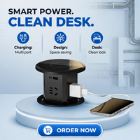 Chargeur de bureau sans fil étanche BNT Office Shape IP44 10A, module de meuble avec 4 prises EU + ports USB A+C pour usage commercial