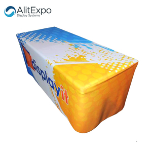 Falda de tela de Spandex de tela personalizada para cubierta de mesa ajustada para publicidad 6 pies 8 pies rectángulo estiramiento evento de Feria Comercial con logotipo - Product Image 5