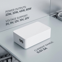 Adaptateur d'alimentation universel AC/DC USB à commutation rapide 23W 33W 45W 60W pour bureau, prise C8, 5V 9V 12V 15V 20V 2A 0.4A