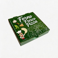 Op maat gemaakte groene Italiaanse chef-print pizza verpakkingen van golfkarton voor voedselwinkels
