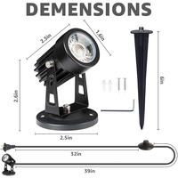 Projecteur LED pour plantes IP65, éclairage extérieur de jardin sur piquet, lumière paysagère à brancher avec interrupteur au pied pour plantes d'intérieur et décoration murale