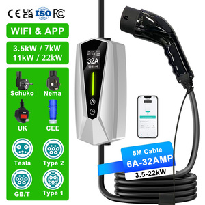 Estación de Carga EVSE Tipo 2 OEM 220V 32A 12kW Portátil GB/T 7kW para Hogar, Cargador de Pared Trifásico para <span class=keywords><strong>Coche</strong></span> Eléctrico - Product Image 1