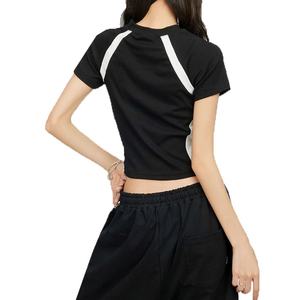 Camiseta de Manga Corta Ajustada Personalizada para Niñas, Camiseta de Verano de Color, Tejido de Punto Transpirable, Estilo Casual - Product Image 4