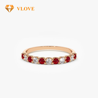 VLOVE Proveedores de joyería fina Anillos de moda 14K Anillo de Bodas de rubí y diamantes de Punta compartida