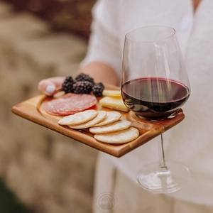 Set di 4 vassoi da portata in legno di acacia, vassoi piccoli in legno da 9 x 6 pollici per bicchieri da vino, snack <span class=keywords><strong>e</strong></span> <span class=keywords><strong>antipasti</strong></span> - Product Image 1