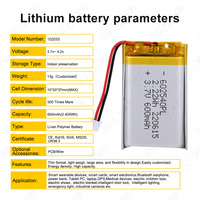 3.7V Li po baterai 602540 baterai kantong polimer litium 600mAh baterai Lithium ion
