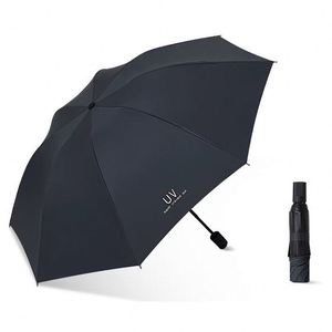 Custom Business Students Three-<b>Fold</b> Sun and Rain Protection Black Rubber Sunshade Custom Logo 8-Rib Anti-Wind UV Umbrella - Product Image 1