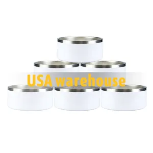 USA warehouse high quality double wall 32oz 64oz white blanks sublimation stainless steel dog bowl