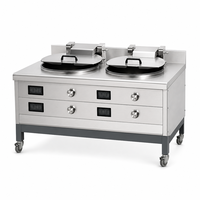 Machine à frire à gaz double tête avec rouleaux, cuisinière wok automatique en acier inoxydable, équipement de cuisson professionnel pour restaurant