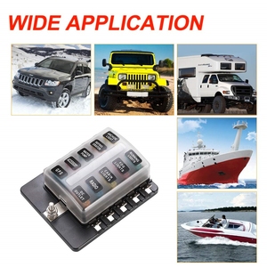 Caixa de Fusíveis Automotiva 24V DC com 10 Vias e Indicador, Bloco de Fusíveis de 10 Circuitos Positivo e Negativo para Barcos e Automóveis - Product Image 6