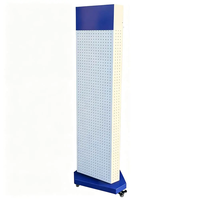 Rak Display Pegboard Putar 3 Sisi, Stand Papan Berlubang Logam dengan Pengait untuk Aksesoris dan Peralatan Ritel