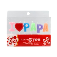 Bougie en cire de paraffine non parfumée avec mèche 100% coton en forme de lettre 'I pour Papa' pour gâteaux d'anniversaire et de remise de diplôme, idéale pour les fêtes