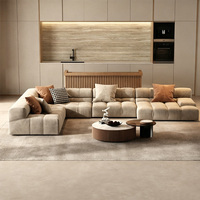 Sofá Modular Italiano con Tapicería de Tela Escarchada, Esponja de Alta Resiliencia, Estructura de Madera Maciza, Personalizable para Salas de Estar