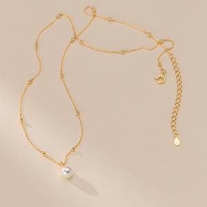 Collier en argent pur S925 avec perle synthétique de luxe, design haut de gamme, accessoire lumineux intercalaire Y01069 - Product Image 5