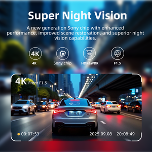 Dashcam HDR 4K Sony415 con Rilevamento Movimento, Wi-Fi, GPS, Controllo Vocale Anteriore e Posteriore per Guida in Condizioni Meteorologiche Avverse - Product Image 3