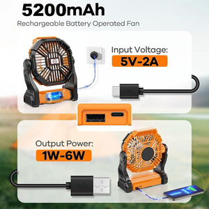 Ventilador portátil Recargable 5200mAh Ventilador de camping industrial eléctrico con luz LED Escritorio Ventilador de tienda al aire libre - Product Image 4