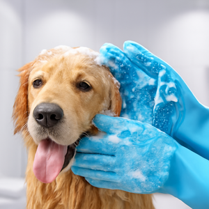 <b>Magic</b> Silicone Body Pet Bathing <b>Gloves</b> for Animal Perfect Bathe Shampoo Dog &Cat Brush <b>Gloves</b> (2 Pack) - Product Image 1