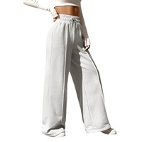 Pantalon de jogging décontracté taille haute élastique pour femme grande taille, respirant, coupe droite ample et oversize, idéal pour l'automne