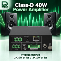Amplificateur de puissance stéréo commercial 40W Classe D 2x20W4Ω en pont 1x40W4Ω avec égaliseur, RS-232, TCP/IP en option, télécommande IR pour sonorisation de magasin de détail