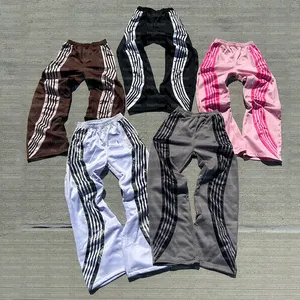 Tùy chỉnh Webbing tỉa rộng chân Sweatpants người đàn ông tùy chỉnh thiết kế logo Nylon theo dõi quần quá khổ loe Sweatpants