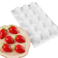 Moule en silicone 8 ou 15 cavités pour gâteaux, mousses et desserts aux fruits (fraise), style français, réaliste, compatible four et chocolat