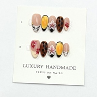 Vente en gros de faux ongles en acrylique 100% peints à la main, de haute qualité, avec colle, magnifiques, luxueux, couvrants, 3D, design personnalisé