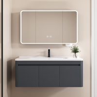 Meuble-lavabo mural en aluminium nid d'abeille avec armoire miroir, vasque flottante, étanche, miroir LED intelligent moderne