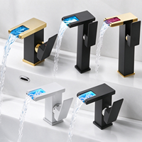 Robinet de lavabo cascade en laiton massif, monocommande, à poser sur le comptoir, finition noire, pour salle de bain