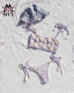 Mly g Dây Thong đồ bơi beachwear sexy sang trọng TIE DYE hoa Bikini Set cho phụ nữ tắm phù hợp với - Product Image 5