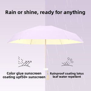Nouveau parapluie solaire compact moderne minimaliste à <span class=keywords><strong>6</strong></span> plis avec couleurs contrastées, protection UV, portable, double usage, pour les <span class=keywords><strong>jours</strong></span> ensoleillés et pluvieux - Product Image 4