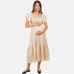 white christmas dresses Pinkblush Maternity Dotted Tulle Smocked Midi Dress main image 0