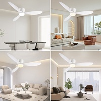 Ventilateur de plafond grand format 52 pouces avec lumière, lustre simple en fer, ventilateur de plafond pour hôtel, table à manger, noir et blanc, ventilateur LED avec lumière