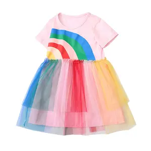 Baby Casual Dresses Girls' Striped Casual Skirt Polo Collar Girls' Cartoon Dress Children's Short Sleeve dress