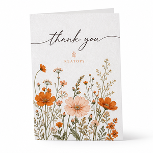 Biglietto di ringraziamento floreale disegnato a mano con logo personalizzato, carta scrivibile pesante da 300 g/m² per set regalo lifestyle, all'ingrosso - Product Image 1