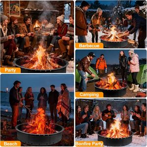 Large Outdoor Campfire <b>Pit</b> 36 Inch <b>Fire</b> <b>Pit</b> Ring Smokeless Steel Firepit with Air Vent for Efficient <b>Burning</b> Mail Order Packing - Product Image 6