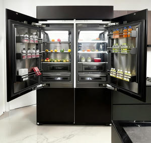 Réfrigérateur américain à portes françaises en acier inoxydable, sans givre, avec congélateur inférieur, <span class=keywords><strong>distributeur</strong></span> d'<span class=keywords><strong>eau</strong></span> et machine à glaçons, économe en énergie pour la maison - Product Image 1