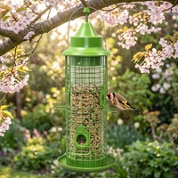 Mangeoire à oiseaux suspendue d'extérieur JH-Mech, style lanterne, multi-ports, anti-écureuil, en fer massif, motif unique, type fenêtre