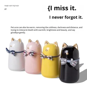 Urna de cerámica moderna para cenizas de gato, contenedor para mascotas de cremación conmemorativa ecológico a prueba de humedad sellado - Product Image 5