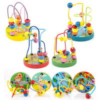 Mini jeu de perles rondes colorées Puzzle d'éducation précoce Jouets en bois pour enfants Vente en gros