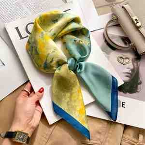 70 Small Square <b>Towel</b> New Emulation Silk Professional Spring Summer Neck Protection Striped Printed Scarf - Product Image 1