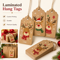 Étiquettes suspendues en papier kraft imprimées sur mesure, design festonné, Père Noël et rennes, pour cadeaux de Noël, vêtements et étiquettes de vêtements