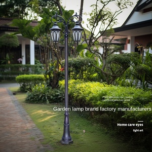 Outdoor Garden <b>Light</b> Post <b>LED</b> Iron Pole Glass Shade 2700K Warm White IP66 AC Powered Non-Detachable Fixture <b>Motion</b> <b>Sensor</b> - Product Image 6