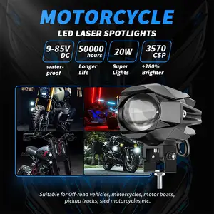 Motorcycle Lens LED Laser Spotlight Work Light Offroad Truck 60w Strong Headlight Atv Utv Car Accessories Led Fog Driving Light